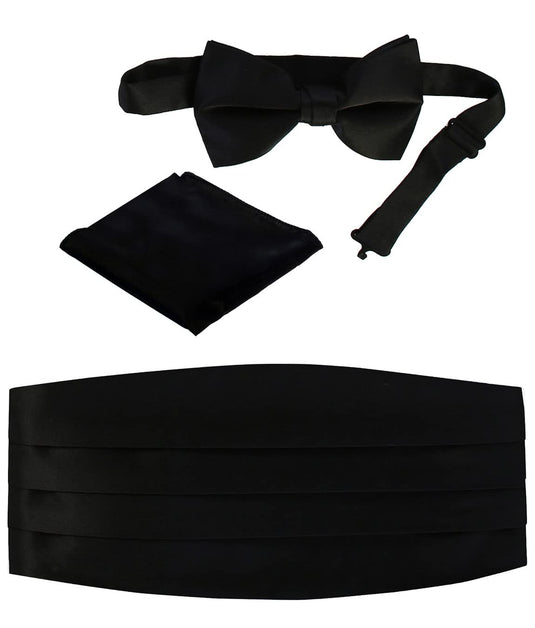 Gioberti Men's Satin Formal Bow Tie, Pocket Square, and Cummerbund Set, Fuchsia - RACKTRENDZ