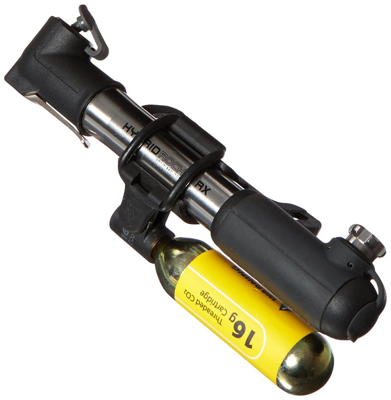 Load image into Gallery viewer, Topeak Hybrid Rocket RX Mini Pump with CO2 Cartridge (Dark Gray/Black, 6.6 x 1.4 x 0.9-Inch) - RACKTRENDZ
