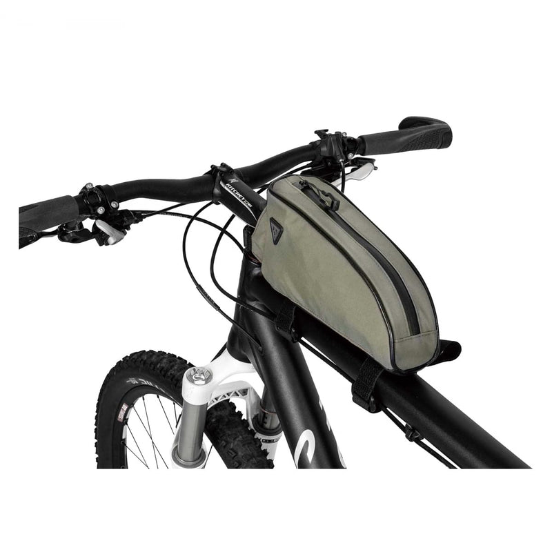 Load image into Gallery viewer, TopLoader, top Tube/Head Tube Mount bikepacking Bag, 0.75 Liter, Green Color w/Gray Logo - RACKTRENDZ
