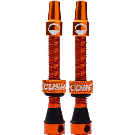 CushCore 55mm Air Valve Set - Premium Set of Alloy Valves, Nitrile Rubber Seal, Valve Core Tool Included, Tubeless Presta Valve, (55mm, 2-Pack, Orange) - RACKTRENDZ