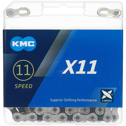 KMC X11 11 Speed Chain (Packaging May Vary), Silver/Black, 118 Link - RACKTRENDZ
