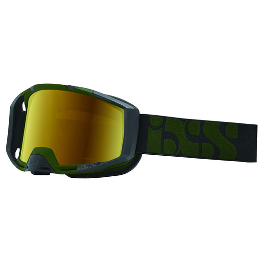 IXS Hack Goggle Trigger Racing Olive/Mirror Gold One Size, 45mm Elastic Strap, Unobstructed Pereferal Vision (178°x78°), 3ply Foam for Increased Comfort, Roll-Off/Tear-Off Compatibility - RACKTRENDZ