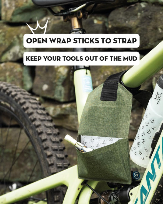 Peaty's Holdfast Trail Tool Wrap - Super Secure, No Slip or Rattle, Modular Design, Waterproof, Storage Frame Bag with Zip Pouch Pocket, Fits Anywhere, for MTB Road Gravel Ebike Mountain Bike - Green - RACKTRENDZ