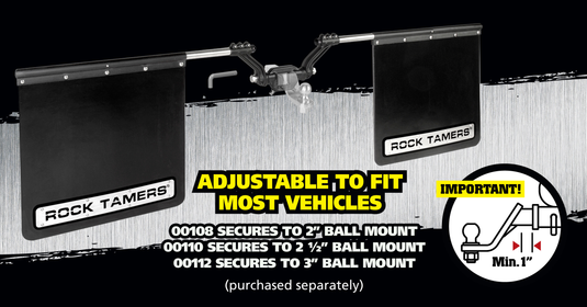 Rock Tamers RT00108 - Towing Vehicle Rock Shield Matte Black, 2" Model, Adjustable 66 3/4" to 93 3/4" Width - RACKTRENDZ