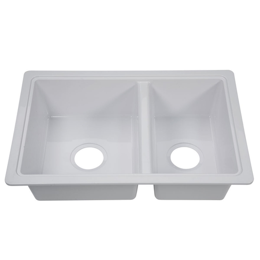 Better Bath® 809030 - Plastic White Drop-In Rectangular Double Bowl Kitchen Sink (25