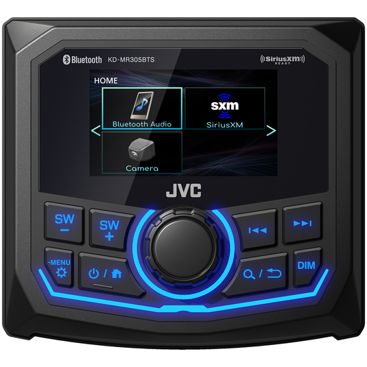 JVC KD-MR305BTS - Marine Digital Media Receiver 2.7" Various Color LCD Display/Bluetooth/CAM Input/Sirius XM/IPX67 (does not play CDs) - RACKTRENDZ