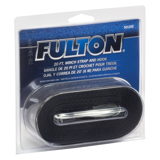 Fulton 501202 20' x 2" Black Winch Strap With Hook - RACKTRENDZ