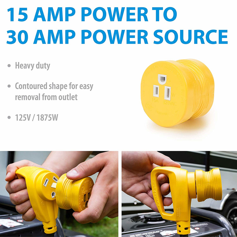 Load image into Gallery viewer, Camco 55233 30AM/15AF Power Grip Adapter - 125V/1875W Bilingual CSA - RACKTRENDZ
