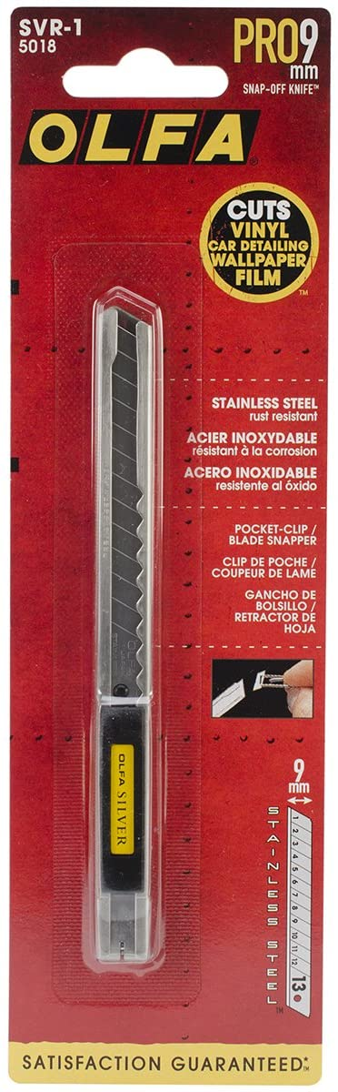 Olfa 5018 - SVR-1 9mm Stainless Steel Slide-Lock Utility Knife - RACKTRENDZ