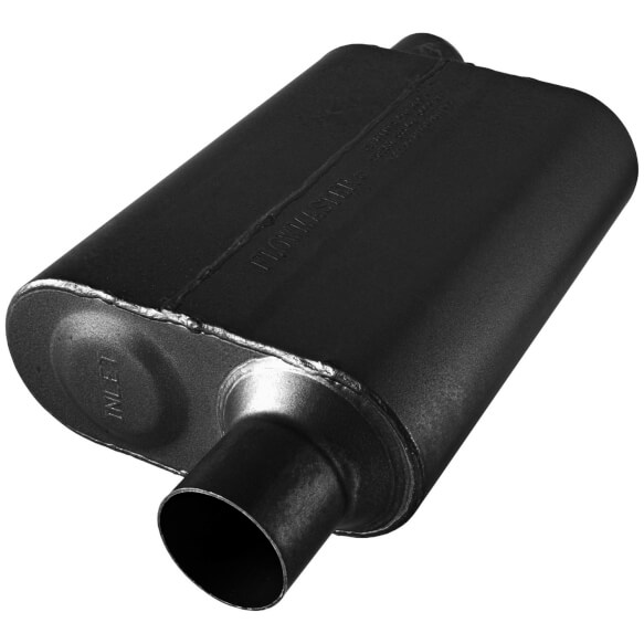Load image into Gallery viewer, Flowmaster 8042543 - 40 Series Stainless Steel Chambered Muffler - 2.50 Center In / 2.50 Dual Out - RACKTRENDZ
