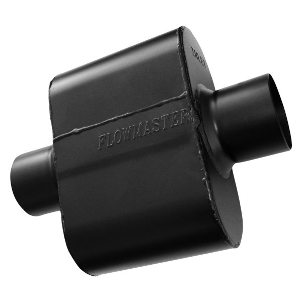 Load image into Gallery viewer, Flowmaster 842515 - Super 10 Series Delta Flow™ 409 SS Oval Black Exhaust Muffler (2.5&quot; Center ID, 2.5&quot; Center OD, 6.5&quot; Length) - RACKTRENDZ
