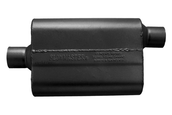 Load image into Gallery viewer, Flowmaster 942542 - 40 Series Delta Flow™ Aluminized Steel Oval Black Exhaust Muffler (2.5&quot; Center ID, 2.5&quot; Offset OD, 13&quot; Length) - RACKTRENDZ
