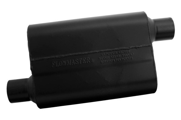 Load image into Gallery viewer, Flowmaster 942548 - Super 44 Series Delta Flow™ Aluminized Steel Oval Black Exhaust Muffler (2.5&quot; Offset ID, 2.5&quot; Offset OD, 13&quot; Length) - RACKTRENDZ
