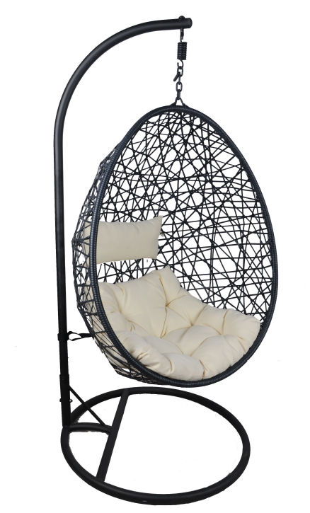 Willion CHAIR03 - Black Hanging Egg Chair W/Beige Cushion - RACKTRENDZ
