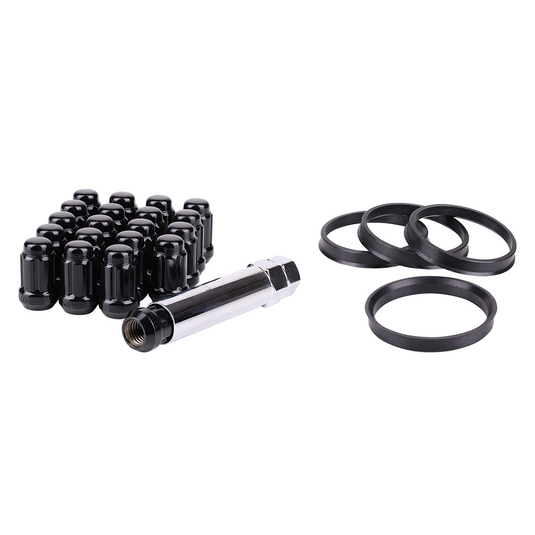 RTX® • KIT-300B • Complete Wheel Kits • Spline Drive Lug Nuts | Hub Rings | Key • Black • Conical • 14M X 1.5