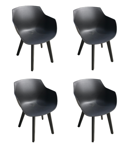 Moss MOSS-0001N - Maroma Collection, Black plastic molded armchair with aluminum structure 22.4" x 21.7" x H 31.1" - RACKTRENDZ