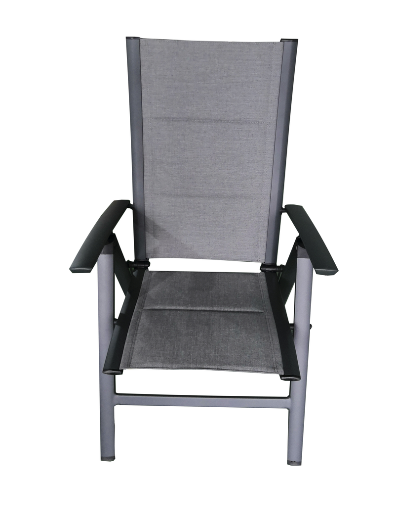 Load image into Gallery viewer, MOSS MOSS-0438GM - Akumal Collection, charcoal matte aluminum reclining chair with grey mix quick dry padded textilene 24 5/8&quot; x 17 1/2&quot; H 42 1/2&quot; - RACKTRENDZ
