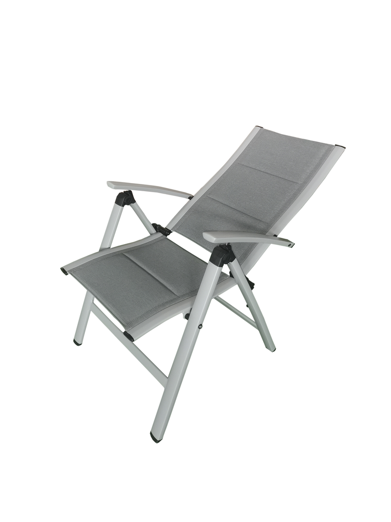 Load image into Gallery viewer, MOSS MOSS-0438GPM - Akumal Collection, Light Grey matte aluminum reclining chair with grey mix quick dry padded textilene 24 5/8&quot; x 17 1/2&quot; H 42 1/2&quot; - RACKTRENDZ
