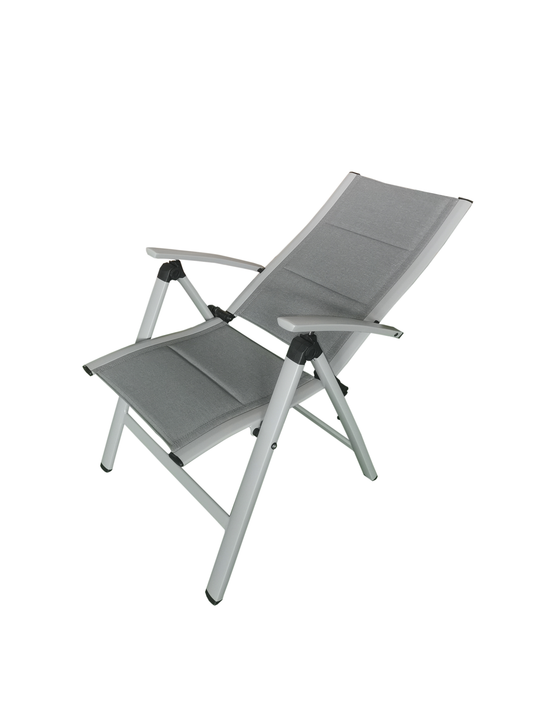 MOSS MOSS-0438GPM - Akumal Collection, Light Grey matte aluminum reclining chair with grey mix quick dry padded textilene 24 5/8" x 17 1/2" H 42 1/2" - RACKTRENDZ