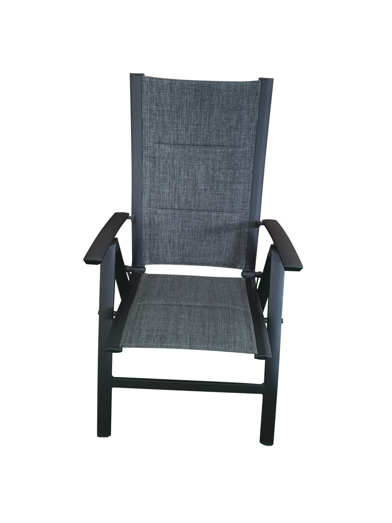 Load image into Gallery viewer, MOSS MOSS-0438NC - Akumal Collection, Black matte aluminum reclining chair with charcoal quick dry padded textilene 24 5/8&quot; x 17 1/2&quot; H 42 1/2&quot; - RACKTRENDZ
