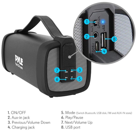 Pyle PBMSQG5 - Wireless Portable Bluetooth Stereo Speaker - RACKTRENDZ
