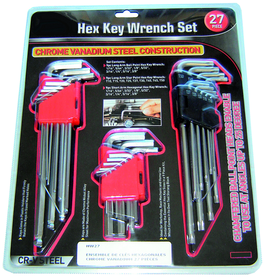Rodac RDHW27 - Hexagonal Wrench Set - 27 Pieces - RACKTRENDZ