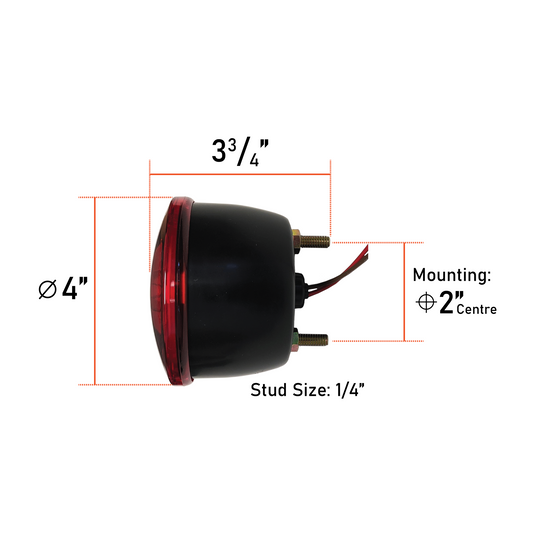 Uni-Bond TL4401L - S/T/T/L Trailer Lamp for Vehicles under 80″ Red Round 4" - RACKTRENDZ