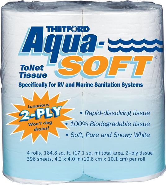 Thetford 3300 - Aqua Soft Toilet Tissue 4 rolls - Case of 12 - RACKTRENDZ