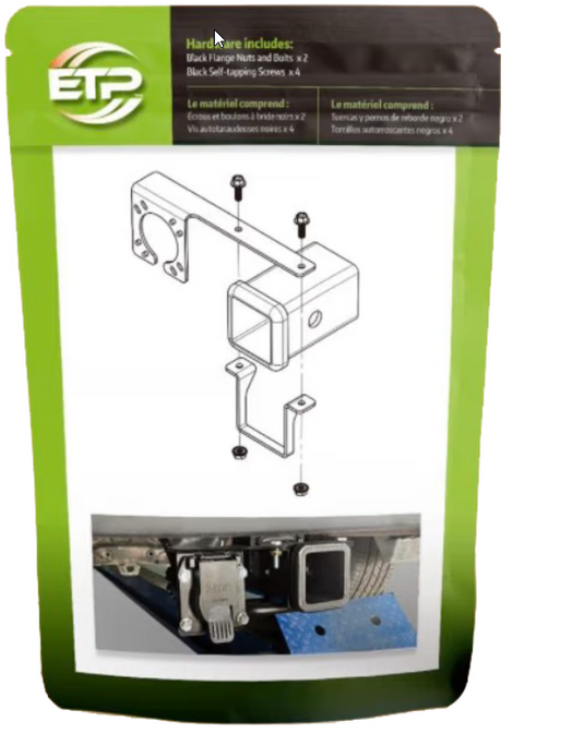 ETP Manufacturing ETP410 - Universal 7-Way Electrical Bracket Fits 2" Trailer Hitch - RACKTRENDZ
