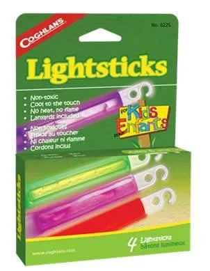 0225 - COGHLANS - 4" LIGHTSTICKS FOR KIDS 4 PACK UPC: 056389002258