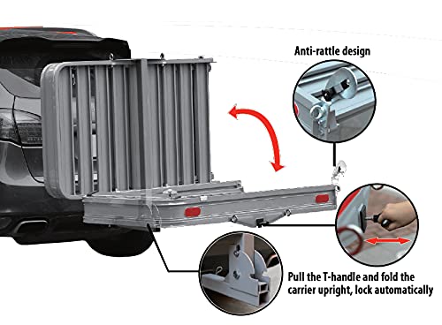Enthuze Aluminum Folding Cargo Carrier with Ramp - 500lb Capacity