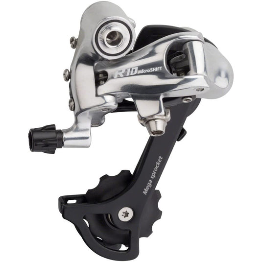 Microshift R10 Rear Derailleur - 10 Speed, Medium Cage, Black/Silver - RACKTRENDZ