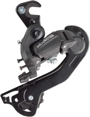 Microshift M21 Rear Derailleur - 6,7 Speed, Long Cage, Dropout Claw Hanger, Black - RACKTRENDZ