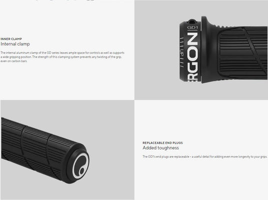 Ergon - GD1 Evo Ergonomic Lock-on Bicycle Handlebar Grips | for Mountain Bikes | Regular Fit | Black - RACKTRENDZ