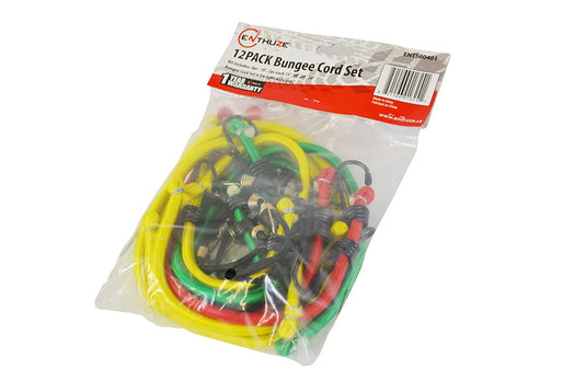 Enthuze Cargo 12-Piece Bungee Cord Set for Light-Duty Use