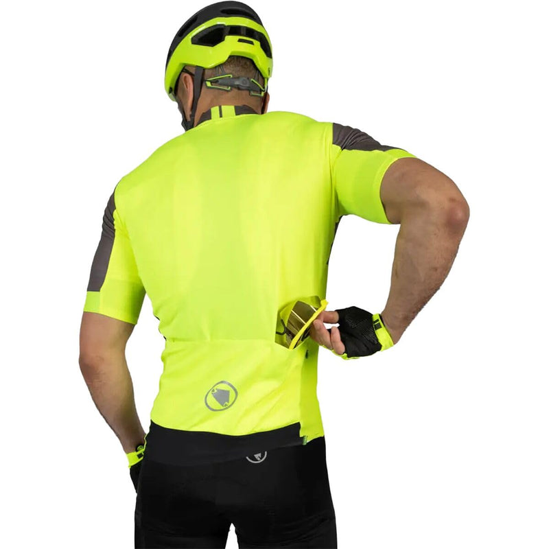 Chargez l&#39;image dans la visionneuse de la galerie, Endura Men&#39;s FS260 Print Short Sleeve Road Cycling Jersey Hi-Viz Yellow, Large - RACKTRENDZ
