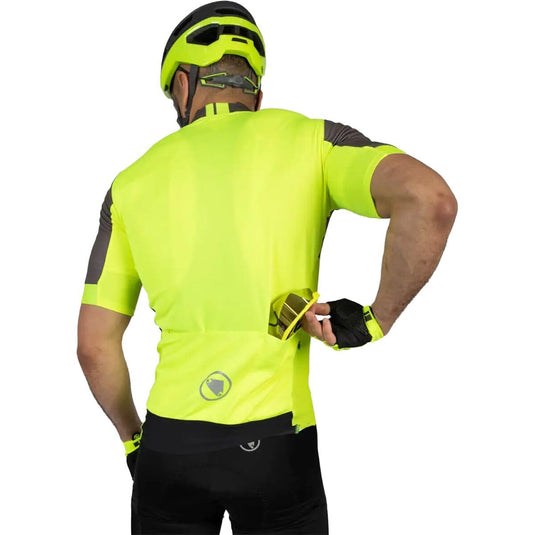 Endura Men's FS260 Print Short Sleeve Road Cycling Jersey Hi-Viz Yellow, Large - RACKTRENDZ