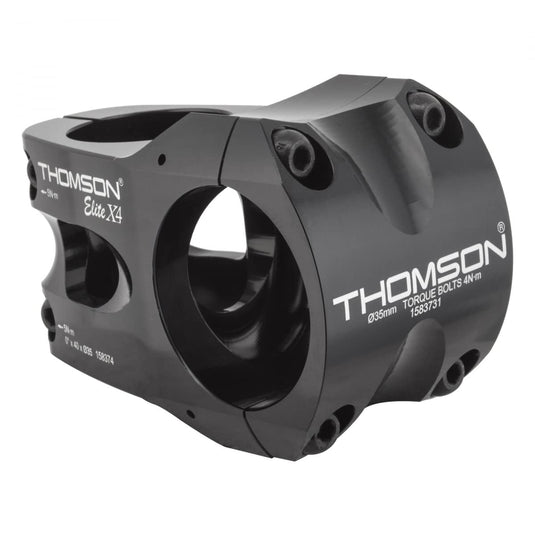 Thomson Elite X4 Stem: 35mm clamp, 40mm Long, 0 Degree Rise, Black - RACKTRENDZ