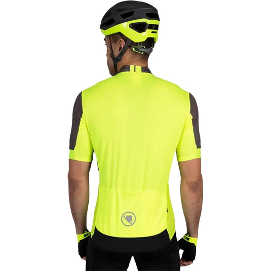 Endura Men's FS260 Print Short Sleeve Road Cycling Jersey Hi-Viz Yellow, Large - RACKTRENDZ