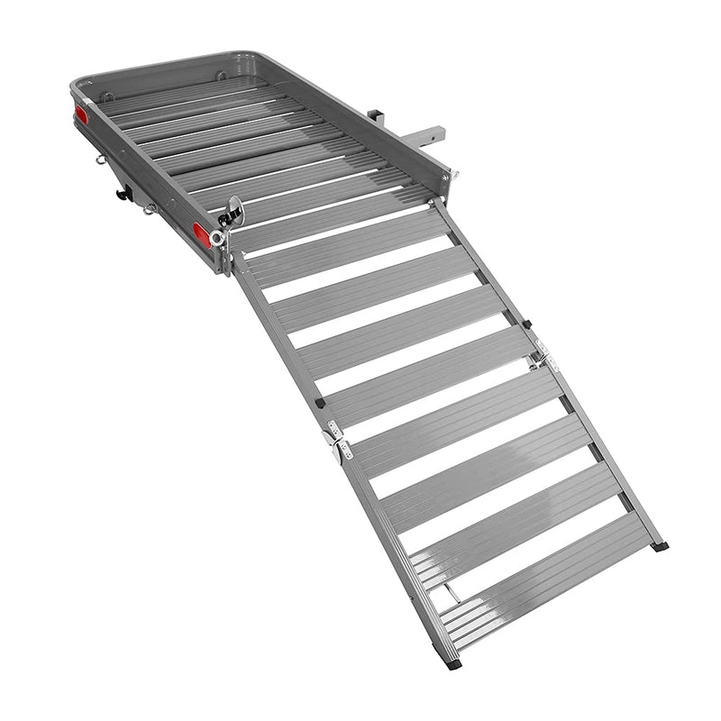 Chargez l'image dans la visionneuse de la galerie, Enthuze Aluminum Folding Cargo Carrier with Ramp - 500lb Capacity

