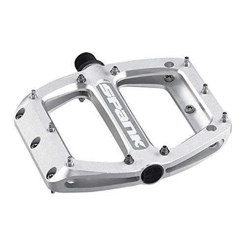 Spank Spoon Flat Pedals (Silver, 90x105 mm/ 100x105 mm/ 110x105mm), 20 Preassembled Pins, Pedals for Mountain Biking, Best for ASTM 5, All mountain, enduro, trail, E-Bikes - RACKTRENDZ