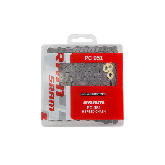 SRAM PC 951 P-Link Bicycle Chain, 9-Speed, Grey - RACKTRENDZ