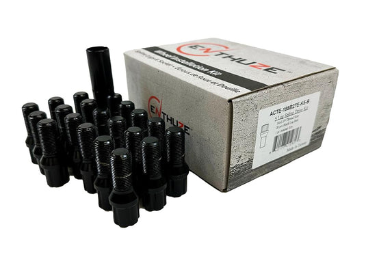 Enthuze 14x1.25 Black Spline Lug Bolts, 27mm, 20-Pack