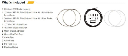 Jagwire Road Elite Sealed Brake Cable Kit for SRAM/Shimano with Ultra-Slick Uncoated Cables, White - RACKTRENDZ