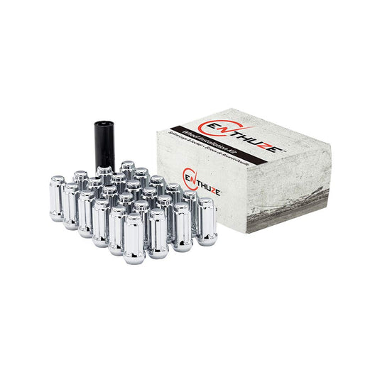 Enthuze Chrome Lug Nuts - 14x2.0 Spline, Long Cone Seat