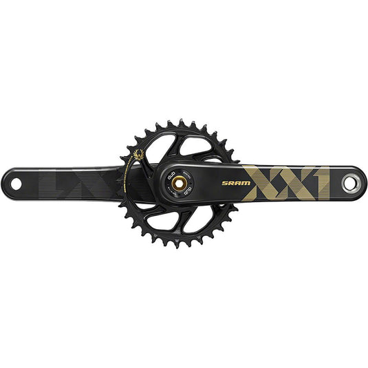 SRAM XX1 Eagle Carbon Boost Crankset - 175mm, 12-Speed, 34t, Direct Mount, Dub Spindle Interface, Black/Gold - RACKTRENDZ