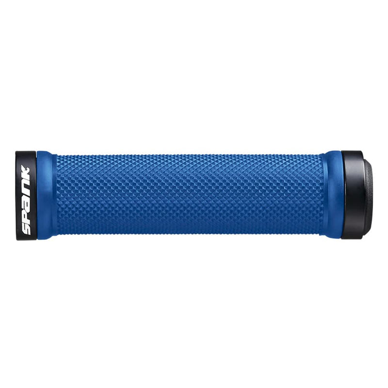 Load image into Gallery viewer, Spank Spoon Grips-Locking Mountain Bicycle Grips (Blue, 130mm Length), Mountain Bike Grips, Mountain Bike Handlebar Grip with End Caps, Handlebar for Bicycle, Anadoized Alloy Clamp Rings - RACKTRENDZ
