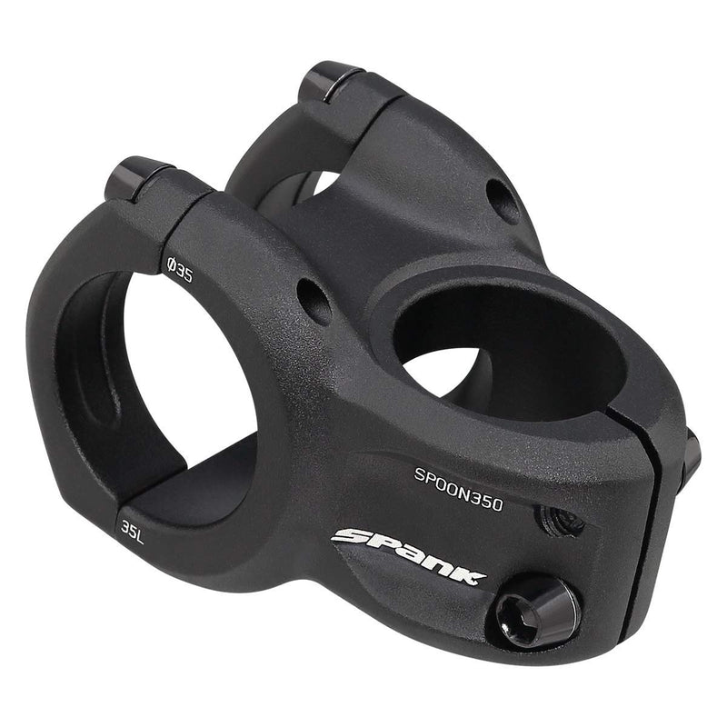 Chargez l&#39;image dans la visionneuse de la galerie, Spank Spoon 350 Stem,Black,45mm Chamfered bar clamp, Ultra-Short Stack Height, Bicycle Stem, Ideal for ASTM 5, All Mountain, Enduro, Trail, Free Ride, DJ, E-Bike - RACKTRENDZ
