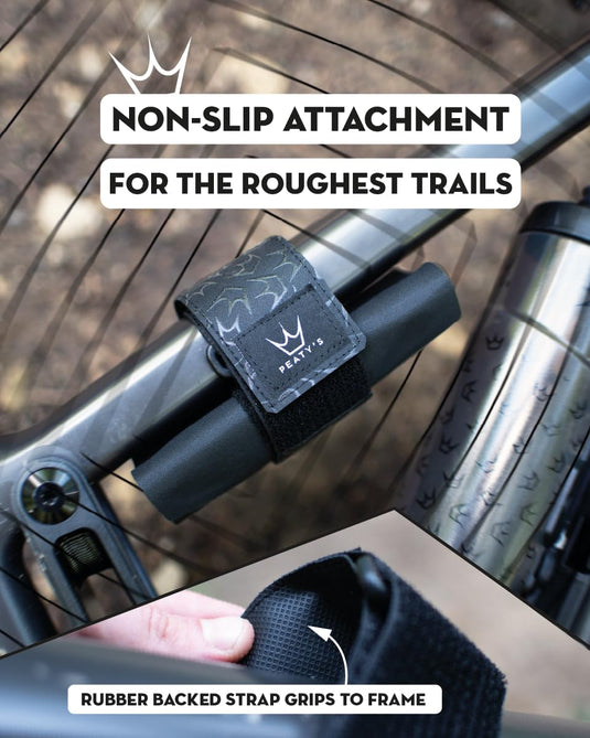 Peaty's Holdfast Trail Tool Wrap - Super Secure, No Slip or Rattle, Modular Design, Waterproof, Storage Frame Bag with Zip Pouch Pocket, Fits Anywhere, for MTB Road Gravel Ebike Mountain Bike - Black - RACKTRENDZ
