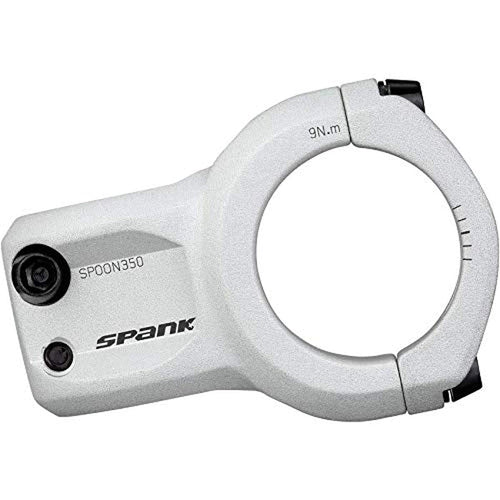 Spank Spoon 318 Stem Raw Silver (Diameter 31.8mm, Length: 33/43mm, Rise: 0°), Chamfered bar clamp, Ultra-Short Stack Height, Bicycle Stem, Ideal for All Mountain, Enduro, Trail, Free Ride, DJ, E-Bike - RACKTRENDZ